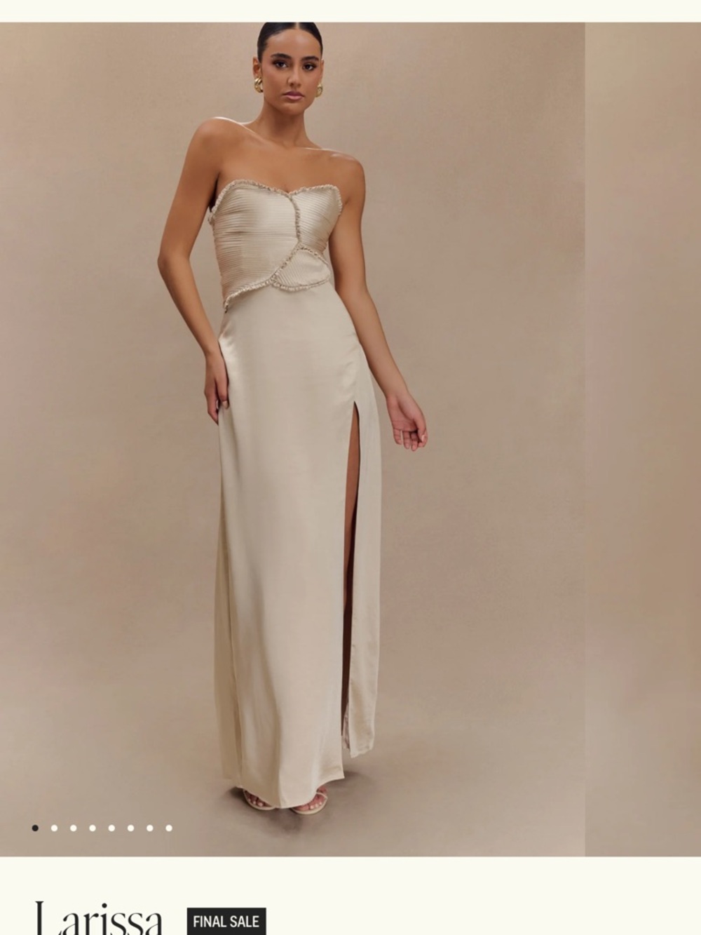 Meshki Cream Strapless Corset Maxi Dress with High Side Slit